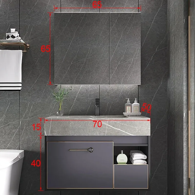 

Bathroom Vanity Cabinet With Sink Combination Modern Minimalist Toilet Washbasin Light Luxury Stone Slab One Basin Smart