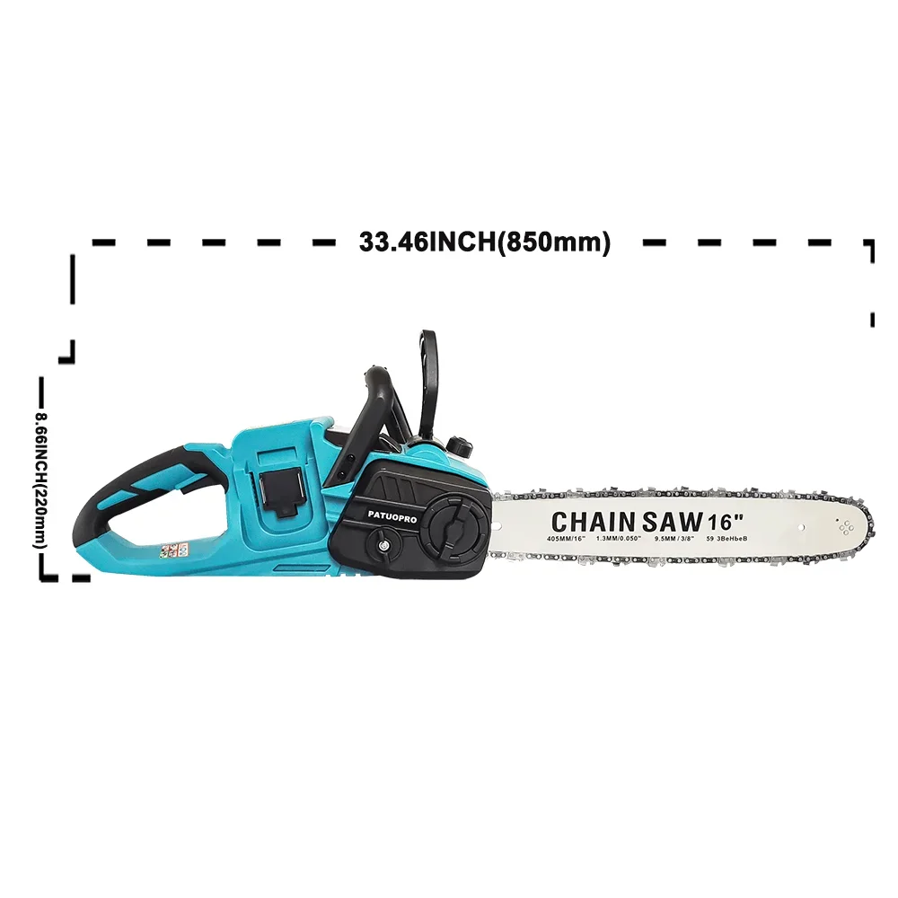 Patuopro 16 Polegada motosserra sem escova elétrica sem fio serra de corrente corte madeira jardim poda ferramentas elétricas para makita 18v bateria