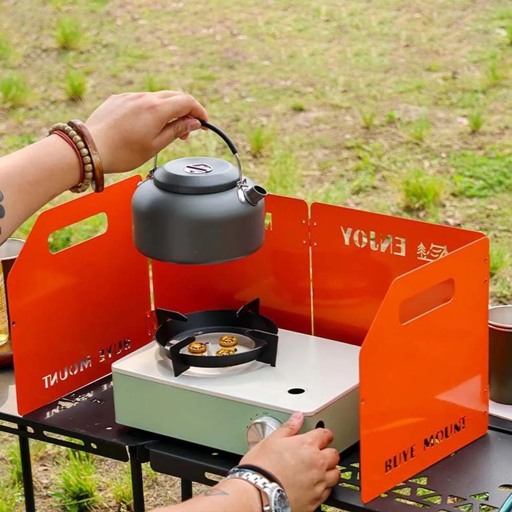 

Четырехсекционный складной ветрозащитный экран для плиты, легкий, компактный, однотонный, портативный, для защиты от ветра, для путешествий