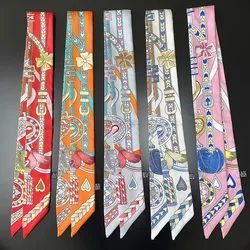 New Headband Hair Scarf Luxury Brand Women's Tie Bag Ribbon Long Silk Scarf Fashion Accessories Scarf For Headscarf