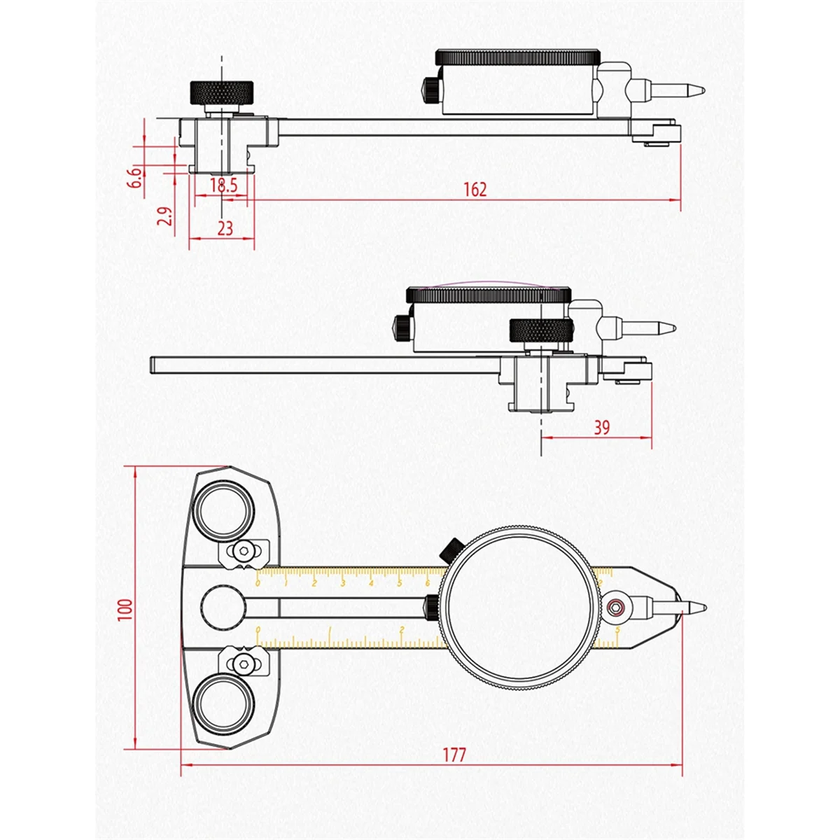 Tischkreissäge, dünne Rip-Jig, Tischkreissäge-Jig und Messuhr, Holz-Rip-Schnittführung, Markierungslehre für Tisch-Bandsäge-Router