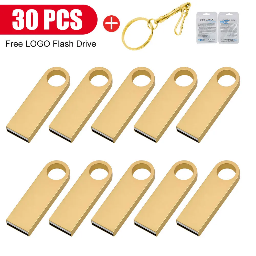 

30PCS/lot Free logo Pendrive 128GB USB creative gold key USB 2.0 usb Flash Drive pendrive 4GB 8GB 16GB 32GB 64GB memory stick