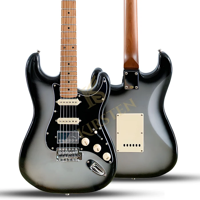 Red Black Finish Musical Stringed Instrument Featuring Maple Neck PoplarCustom 39 Inches Alnico Pickups SSH Electric Guitar