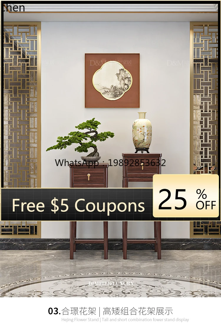 LYY Solid Wood Flower Stand Indoor Living Room Bonsai Flower Pot Shelf New Chinese Shelf Xuan Guan Tai