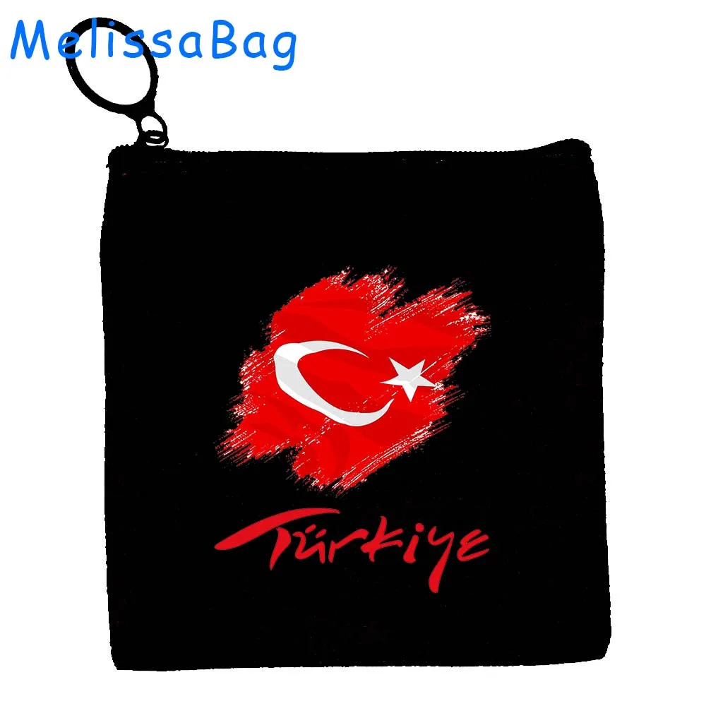 Retro Turkey Istanbul Skyline Istanbul Turkish Patriotic Gifts Turkish Girl Canvas Coin Purse Key Case Storage Bag Zipper Pouch