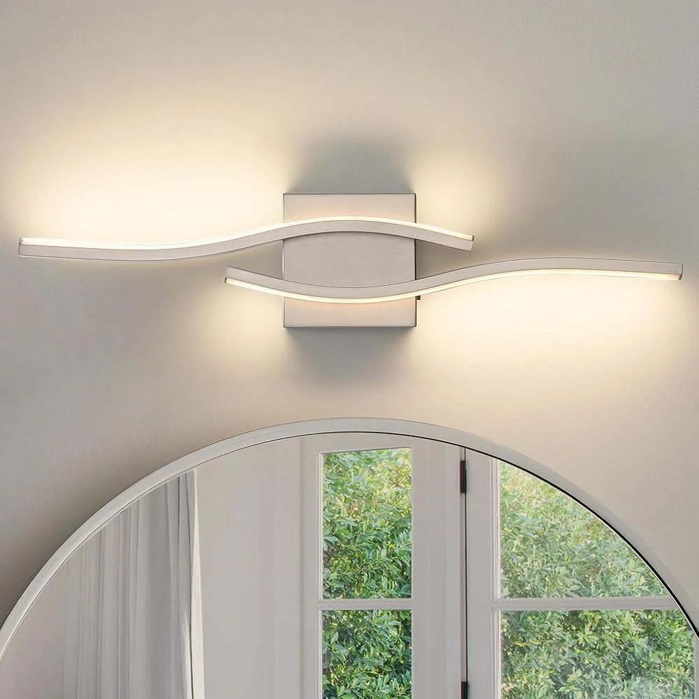 عكس الضوء 5CCT LED الحمام الغرور ضوء نحى النيكل تركيبات الحديثة فوق مرآة سهلة التركيب توفير الطاقة