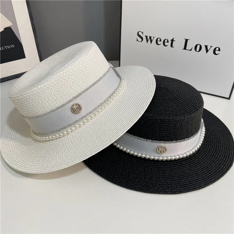 

Panama Hat Simple Summer Beach Hat Female Casual Lady Women Flat Brim Foldable Straw Cap Girls Sun Hat Chapeu Feminino