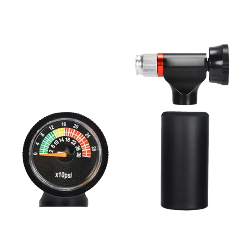 CO2 Tyre Filler Air Pumps with Pressure Gauge Road Bike Tire Inflator CO2 Inflator Head for Road & Mountain Bikes