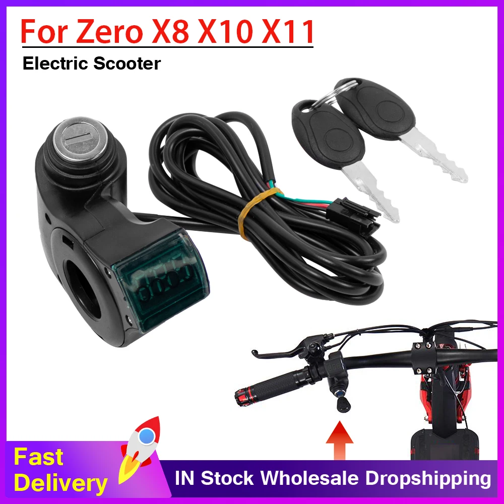 Electric Scooter Thumb Throttle Voltmeter Digital Voltage Display Switch Power for ZERO 8X 10X 11X Ignition Key Power Key Lock