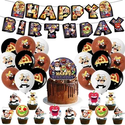 Cartoon Pizza Tower Theme DIY Balloons Party Supplies Birthday Banner Latex Balloon Decoration Cake Supplies Kid Toys gift