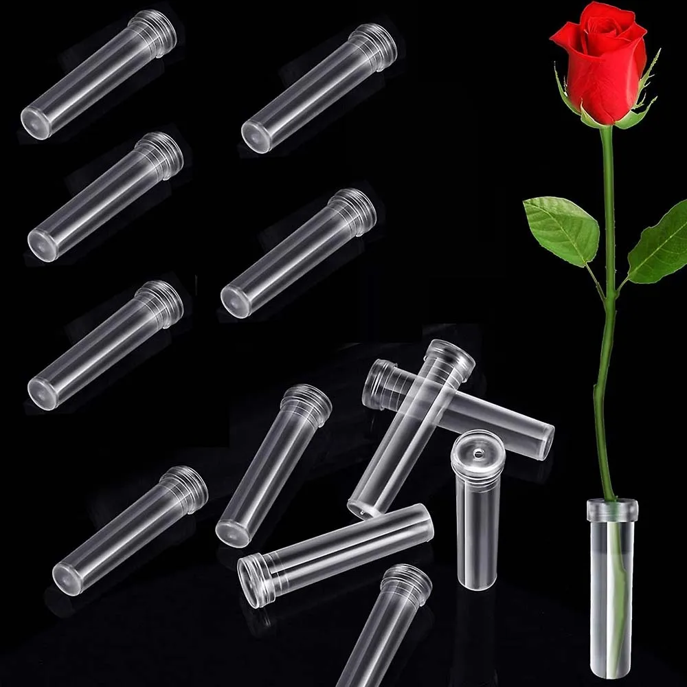 20pcs Flower Water Tubes 2.8 Inch Plastic Water Tubes For Flowers Floral Vials With Caps For Decoration Flower Arrangement