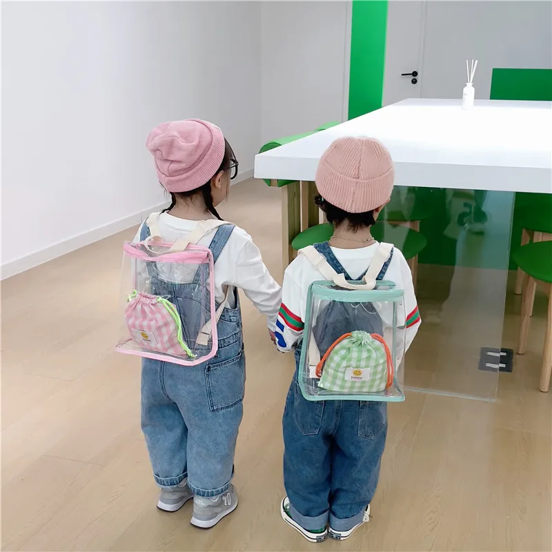 Zaino per bambini stile coreano 2023 nuova borsa per accessori da viaggio per bambini trasparente alla moda zaino Casual semplice e fresco per bambini