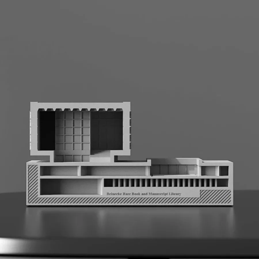 Miniature Beinecke Rare Book Library Model Cement Architectural Building Decor Modern Home Desk Ornament Sculpture Gift Art