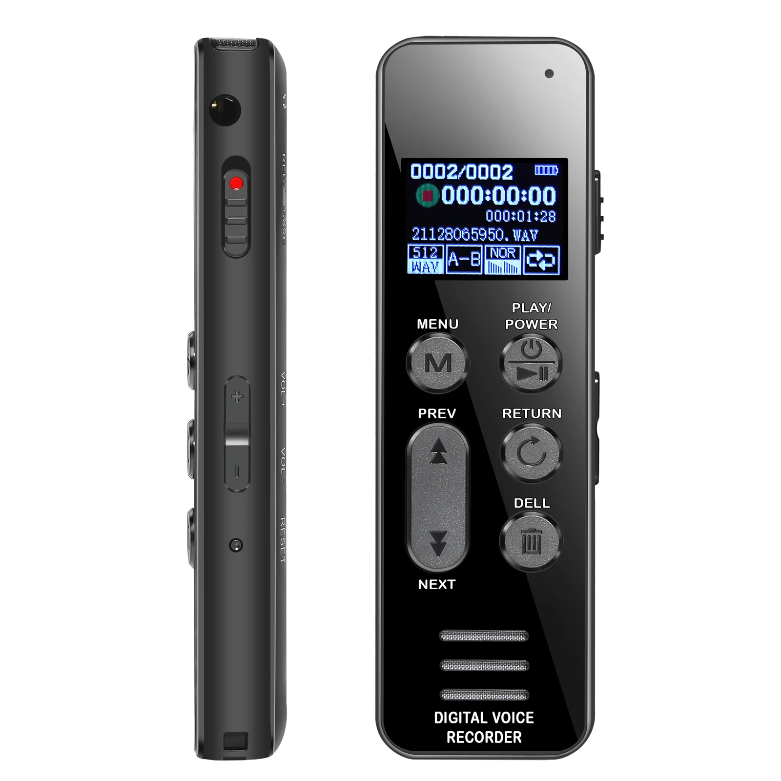 V63 Digital Voice Recorder 1050mAH Battery 111H Long Working Time Multi-language Line-in Recording Intelligent Noise Reduction