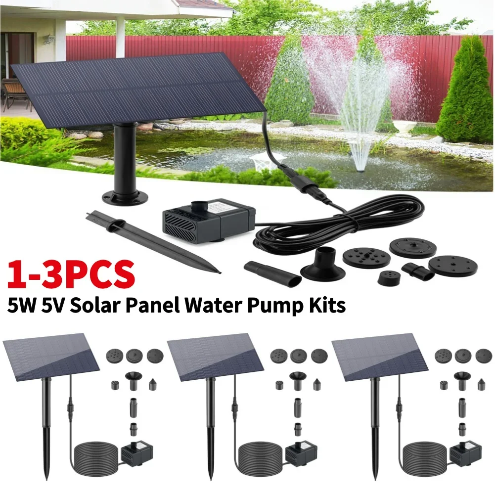 

5W 5V Water Fountain Garden Decoration with Stake Solar Panel Water Pump Watering System Energy Saving 180L/h Kits for Fish Tank