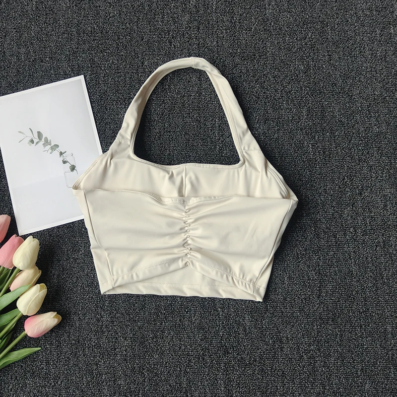 Halter Neck Sports Vest Chest Pads Shockproof Gathering Quick-Drying Fitness Yoga Top Beautiful Back Design Women's Underwe image 3