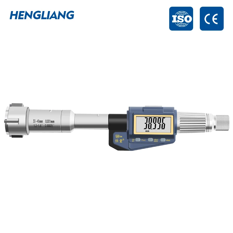 高精度ステンレス鋼デジタル三点式内側マイクロメーター 0.001精度 直径測定