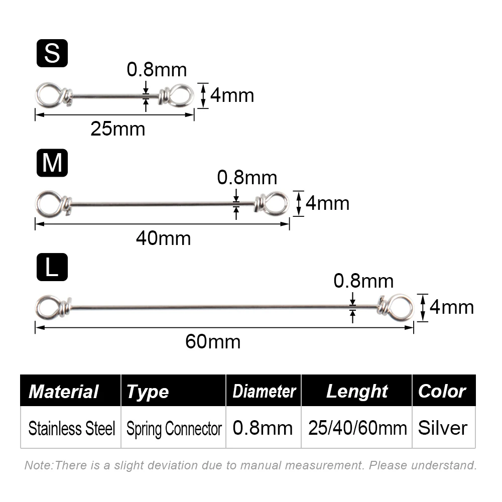 Rosewood Bait Support Wire Stainless Steel 50pcs Multifunction Spring Clips Connector Fishing Lures Hooks Connector Accessories