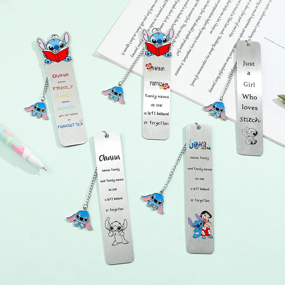 Ohana berarti penanda buku jahitan keluarga Tanda Halaman lucu kartun perlengkapan sekolah baja tahan karat hadiah alat tulis untuk pecinta jahit