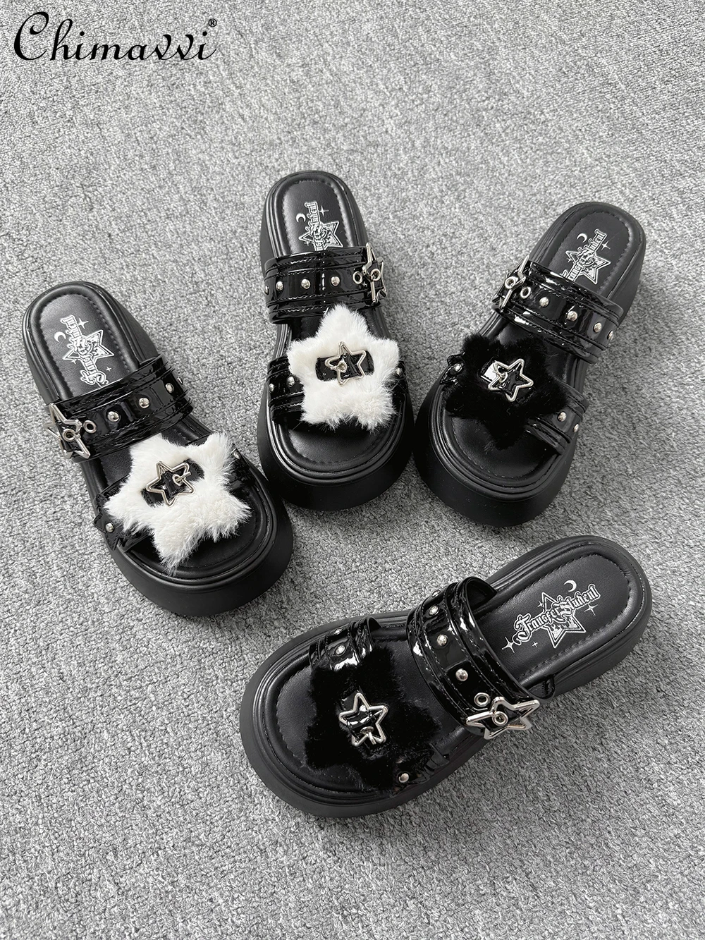 

Original Summer New Japanese Punk Y2K Platform Slippers Sweet Cool Girl Versatile Gothic Style Subculture Sandals Women's Shoes