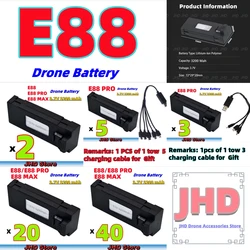 JHD E88 3.7V 3200mAh LiPo Battery Drone Backup E88 Battery For E88PRO Mini Drone Battery E88 PRO MAX Battery Wholesale