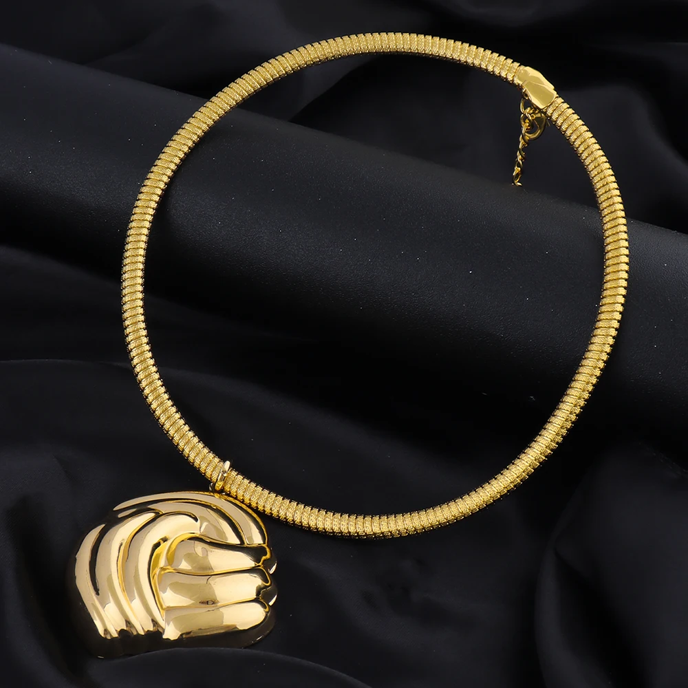 

Dubai Gold Color Jewelry Set for Bridal 18k Gold Plated Big Necklace and Stud Earrings African Elegant Party Bangle Ring Jewelry