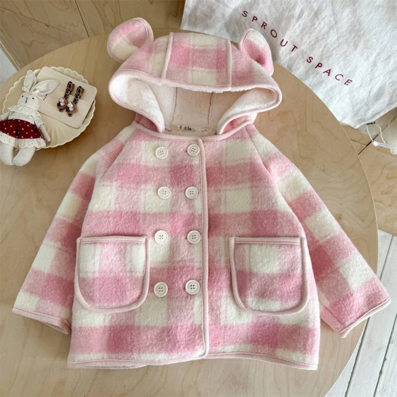 

01-Girls' Autumn and Winter Coat2025New Stylish Fleece-Lined Baby Girl Hoodie Winter Outfit Children's Clothing