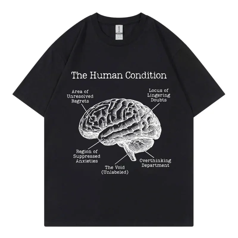 

Funny Anatomical Brain T-Shirt Men's Women's Fashion Vintage Short Sleeve T Shirt Summer Casual Oversized Unisex Breathable Tops