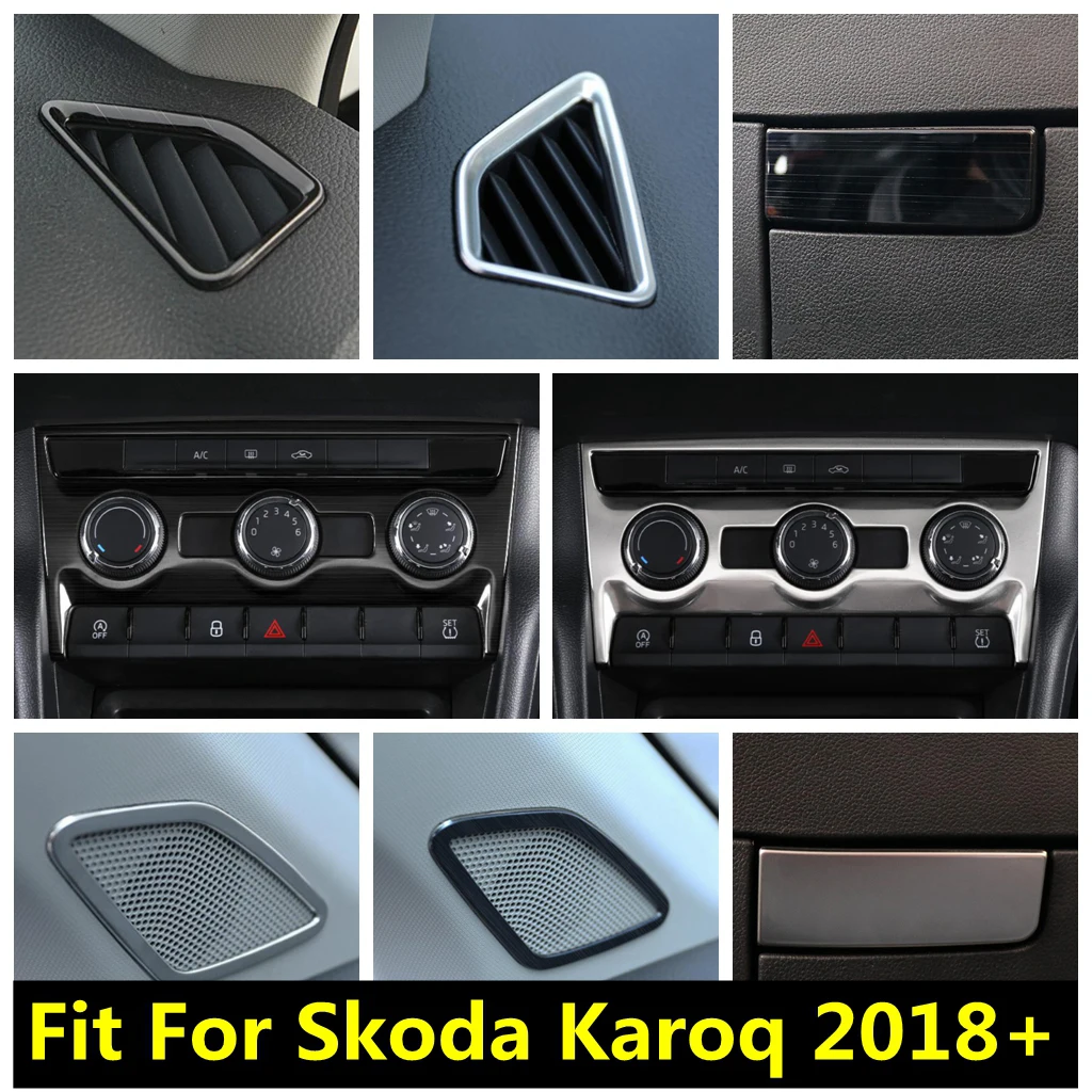 

Pillar A Speaker / Glove Box Sequin / AC Air Conditioning Panel Cover Trim Stainless Steel Accessories For Skoda Karoq 2018-2022