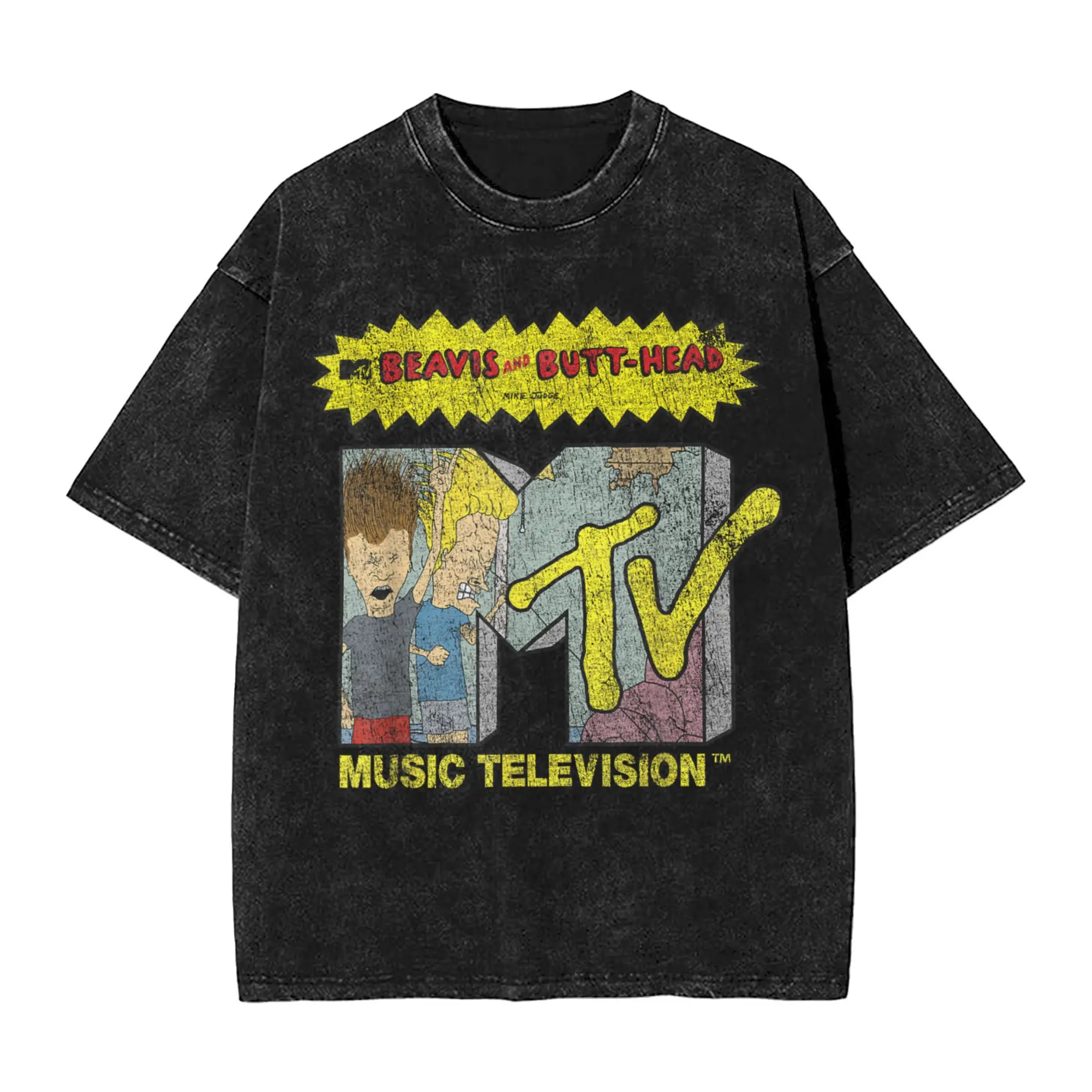

Постиранные футболки Beavis and Butt-Head Distressed MTV с логотипом в стиле хип-хоп, винтажная футболка большого размера, уличная одежда, хлопковые футболки с принтом для мужчин