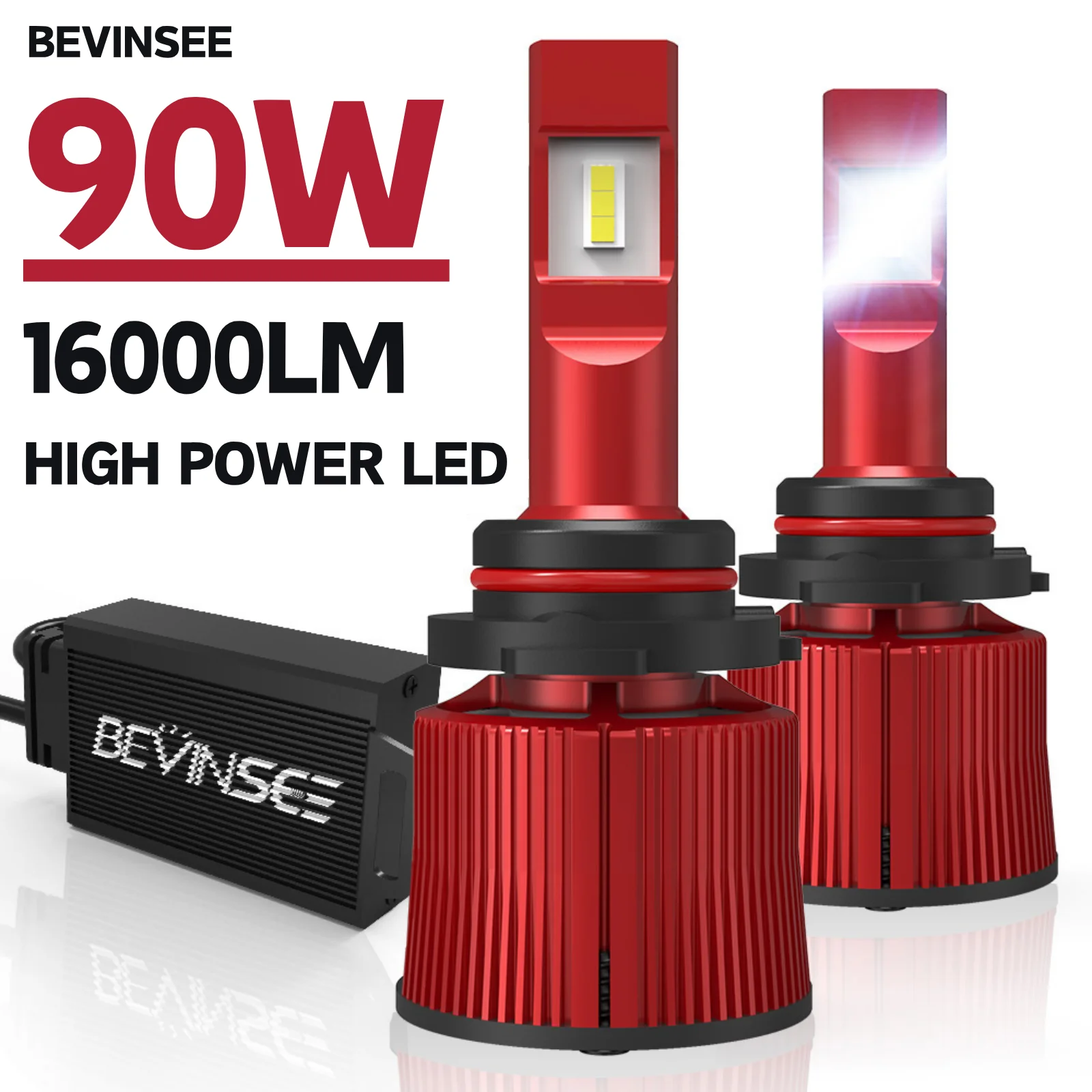 

BEVINSEE 2Pcs 9012 HIR2 LED Headlight Bulb Super Bright CANBUS 15000LM 90W Turbo 9012 LED Car Headlamp DRL Plug and Play 12V