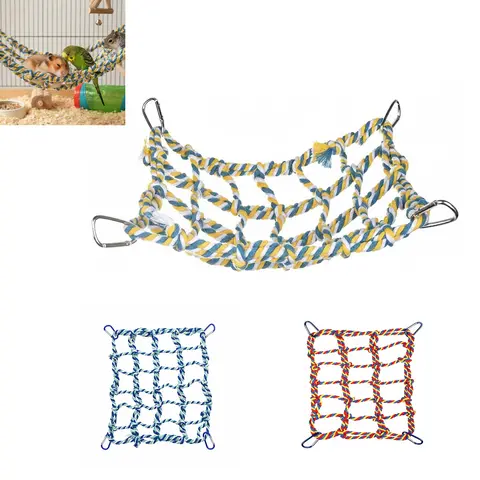 Pet Climbing Net Bird Toy Hammock Net Friendly Cotton Rope With Hook Small Animal Toys For Hamsters Squirrels And Parrots
