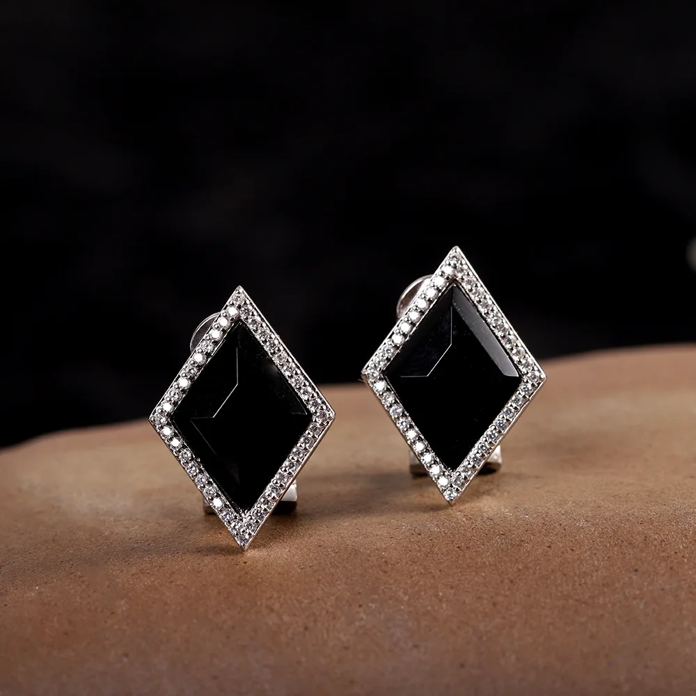 

Uglyless гране агат, песчаник, халцедон, шпильки, пряжки, женская мода, ромб, квадратный прямоугольник, вечерние серьги, серебро 925 пробы