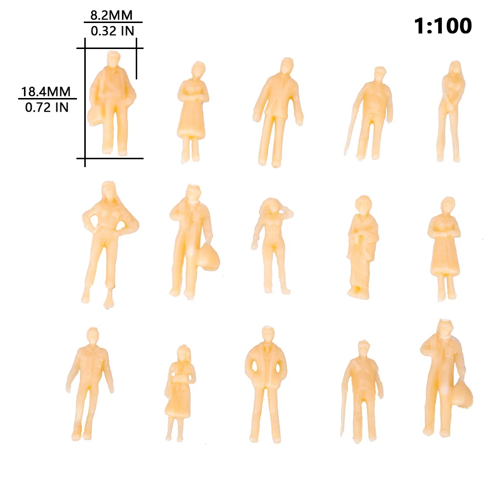 Scale 1:100 1:200 Miniature People Model ABS Plastic Figures Architecture Building Layout Railway Train Kits for Diorama 100pcs