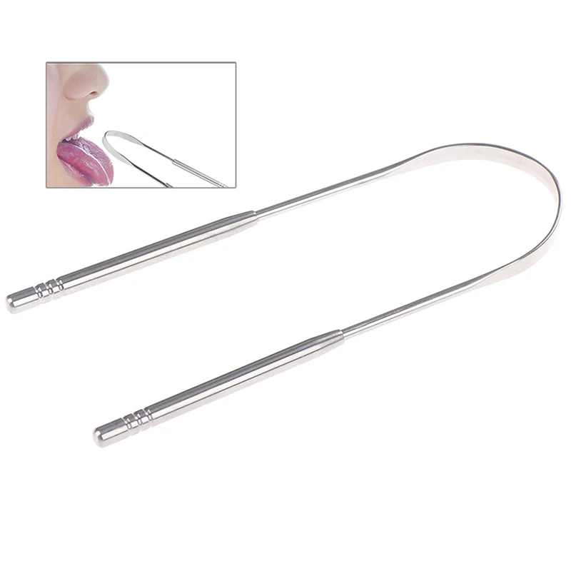 1pcs Stainless Steel Tongue Cleaner Scraper Oral Care Bad Breath Sweeper Tool