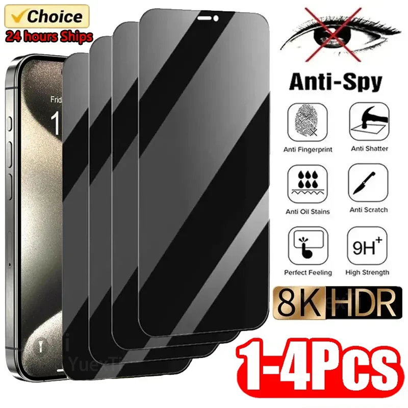 1–4 Stück Sichtschutzfolie für iPhone 16 15 14 13 11 12 Pro Max Mini 7 8 Plus Anti-Spionage-Schutzglas für iPhone XR XS MAX