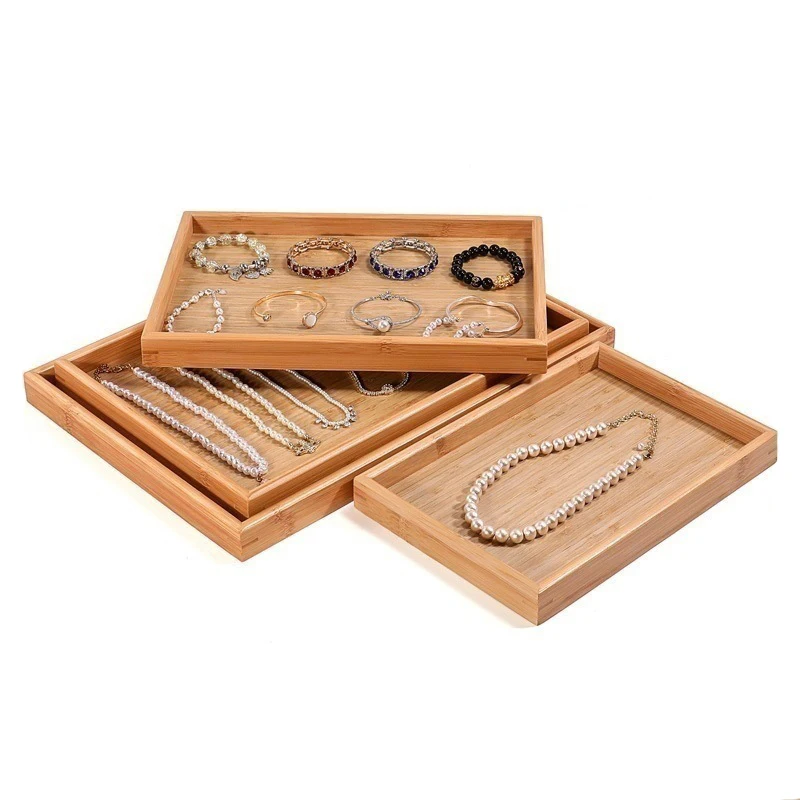 Wholesale Jewelry Display Plate Bamboo and Wood Bracelet Bracelet Necklace Tray Jewelry To See Pallets Counter Display Props