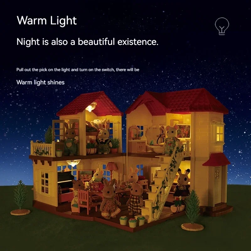 مجموعة فيلا حيوانات الغابة للأطفال ، أثاث محاكاة صغير ، مجموعة غرف نوم ، ألعاب منزل اللعب ، نموذج الأسرة ، هدايا DIY للفتيات