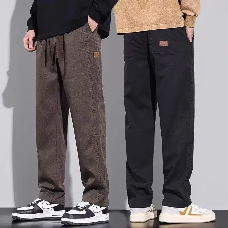 

Men's Summer Casual Loose Straight Leg Workwear Trousers Wear Resistant American Retro Youth Wide Leg Pants