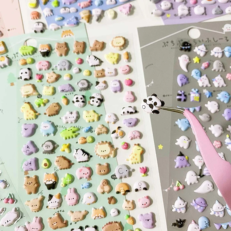 Kawaii Animals 3D Puffy Stickers Cute Cartoon Scrapbooking Sticker DIY Stationery Sticker Deco Aesthetic Art 【A】