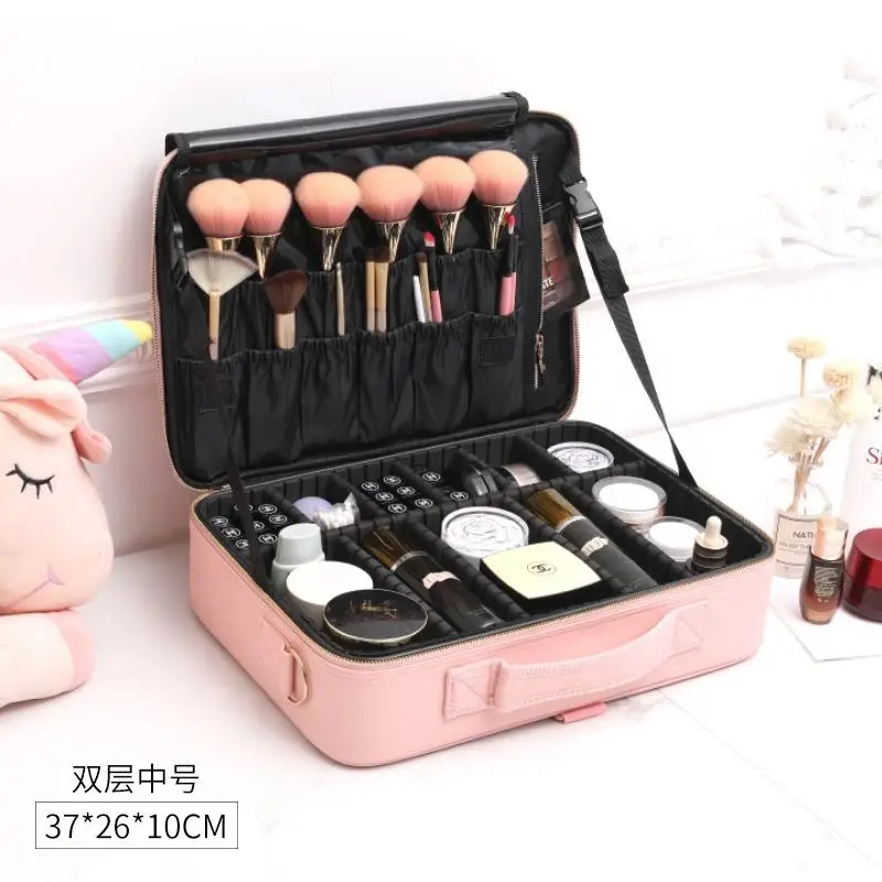 PU New Large Capacity Oxford Cloth Cosmetic Bag Women's Waterproof Portable Travel Cosmetic Bag Professional Cosmetic Tool Bag