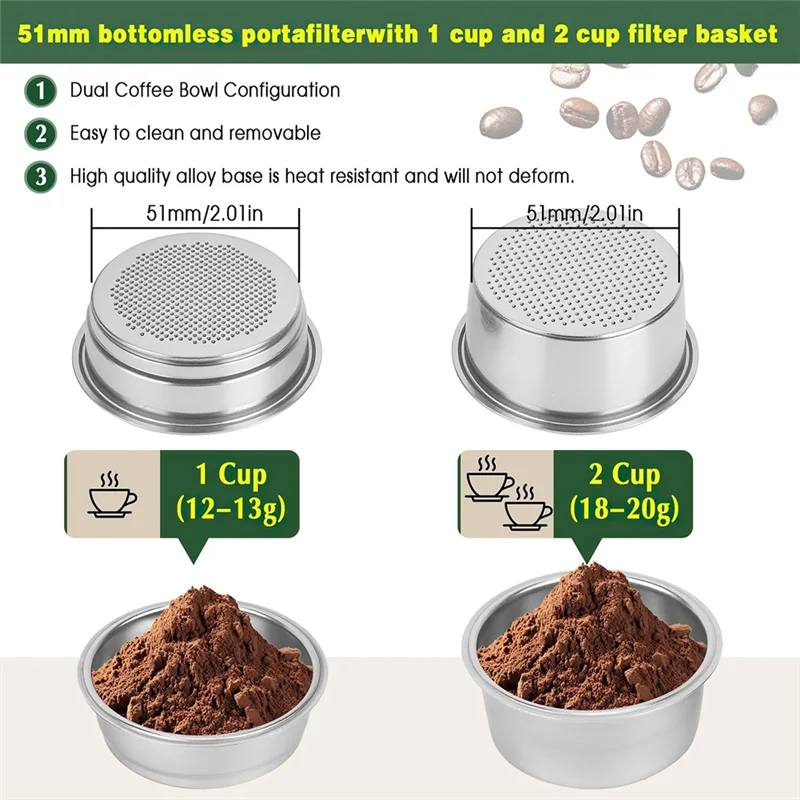 

A74G-Delonghi Dedica Portafilter Portafilter 51 Mm For Delonghi For Delonghi Dedica EC680