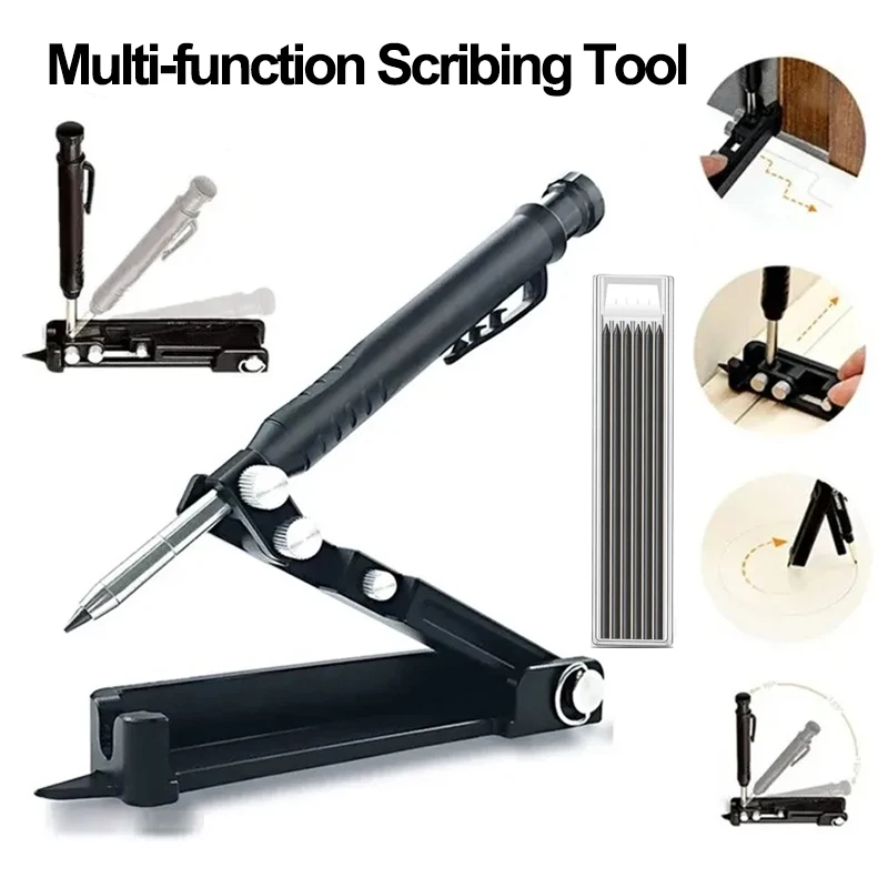 Multifunctional Scribing Tool Construction Pencil DIY Scribe Woodworking Compass Contour Gauge Scriber Line Maker Measuring Tool