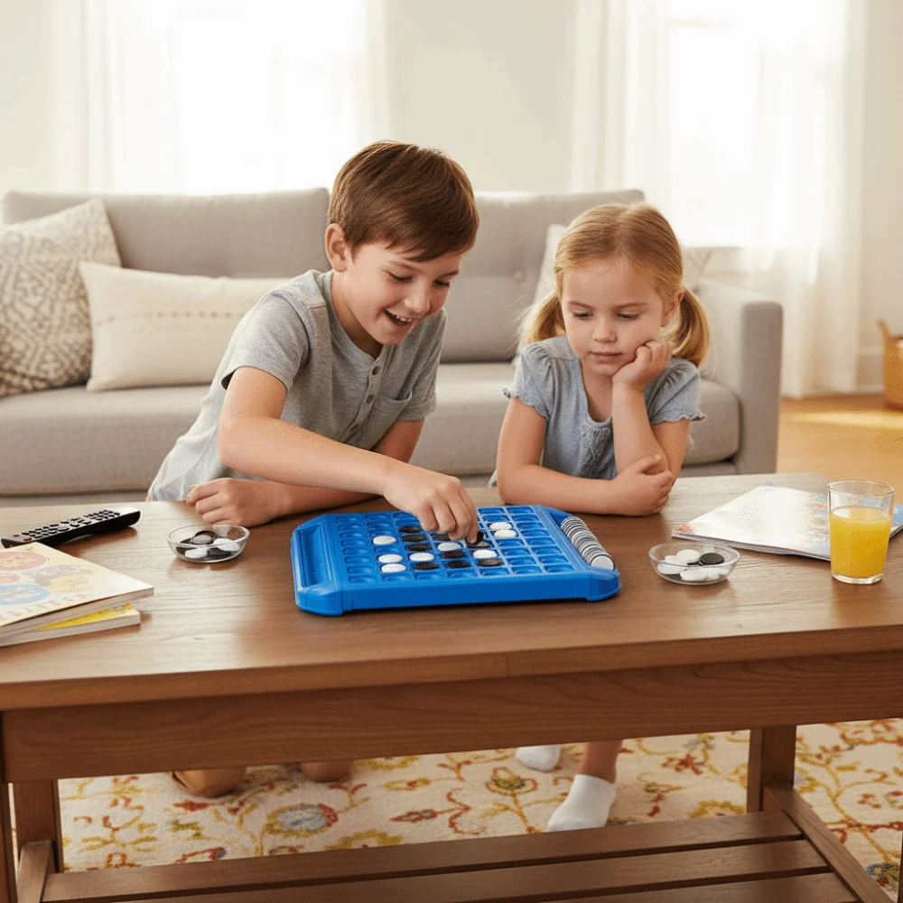 

Tabletop Game Flip Black White Chess Board Touch Flip Portable Overturn Chess Parent-Child Interactive Montessori