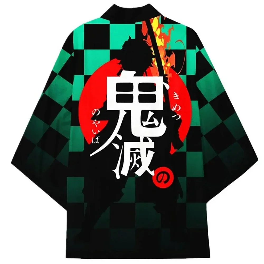 Demon Slayer Agatsuma Zenitsu capa de manga larga para adultos, cárdigan de Halloween simple, Kimono, accesorios de ropa