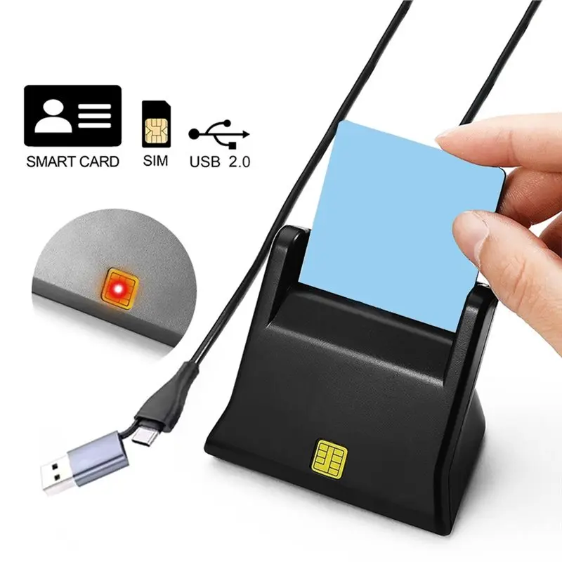 AA08-Bank Card Reader Smart Multifunctional SIM Phone ID Card Chip Intelligent Card Reader
