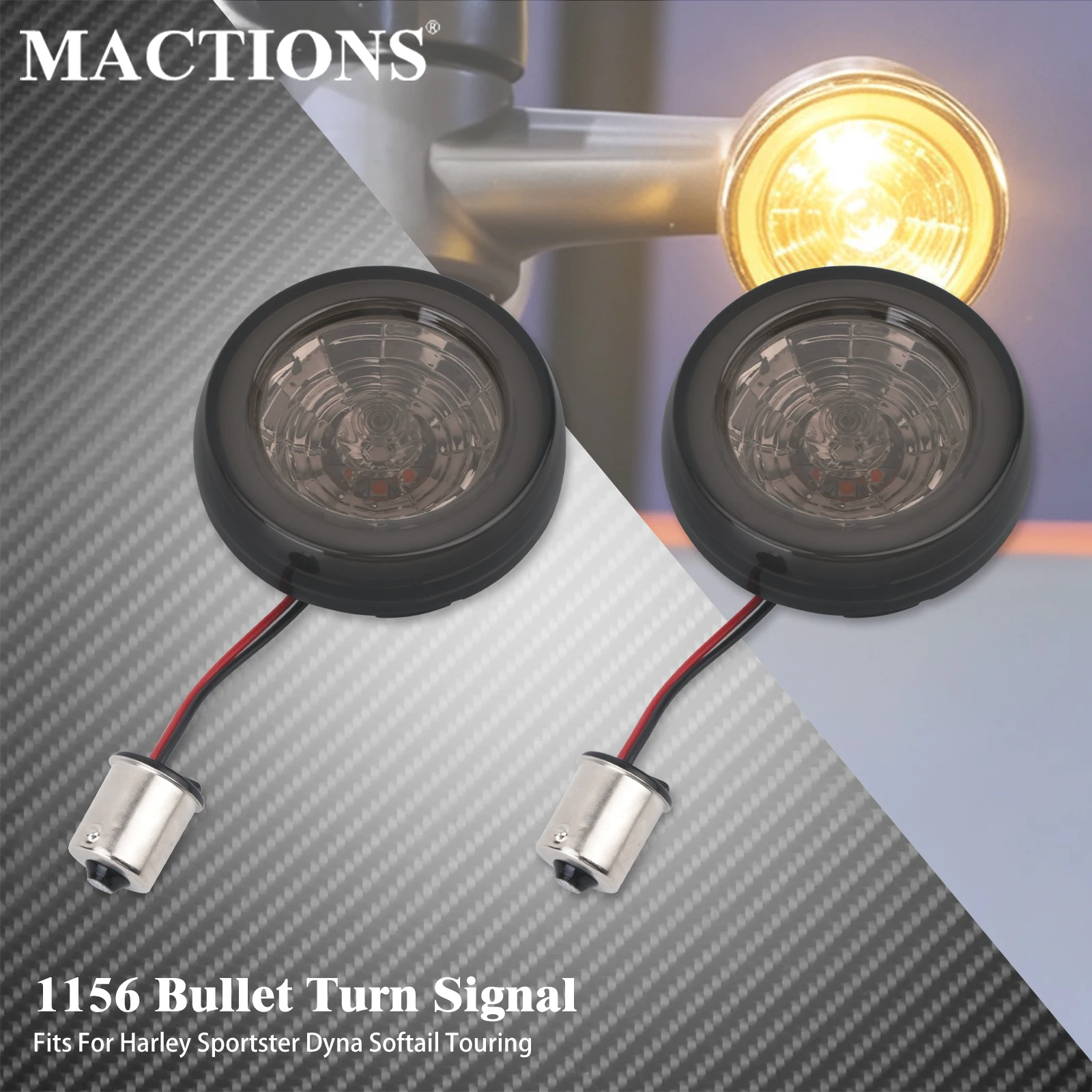 Motorcycle Rear Turn Signals LED Light 1156 Bullet Indicator Insert Amber Lamp For Harley Softail Sportster XL 883 Touring Dyna
