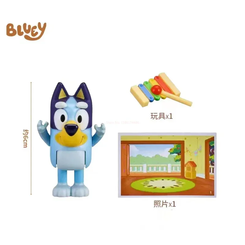 Original Bluey Friends Anime Figure Family Role Cute Things For Kids Puppy Doll Children Toy Model Collection Christmas Gift