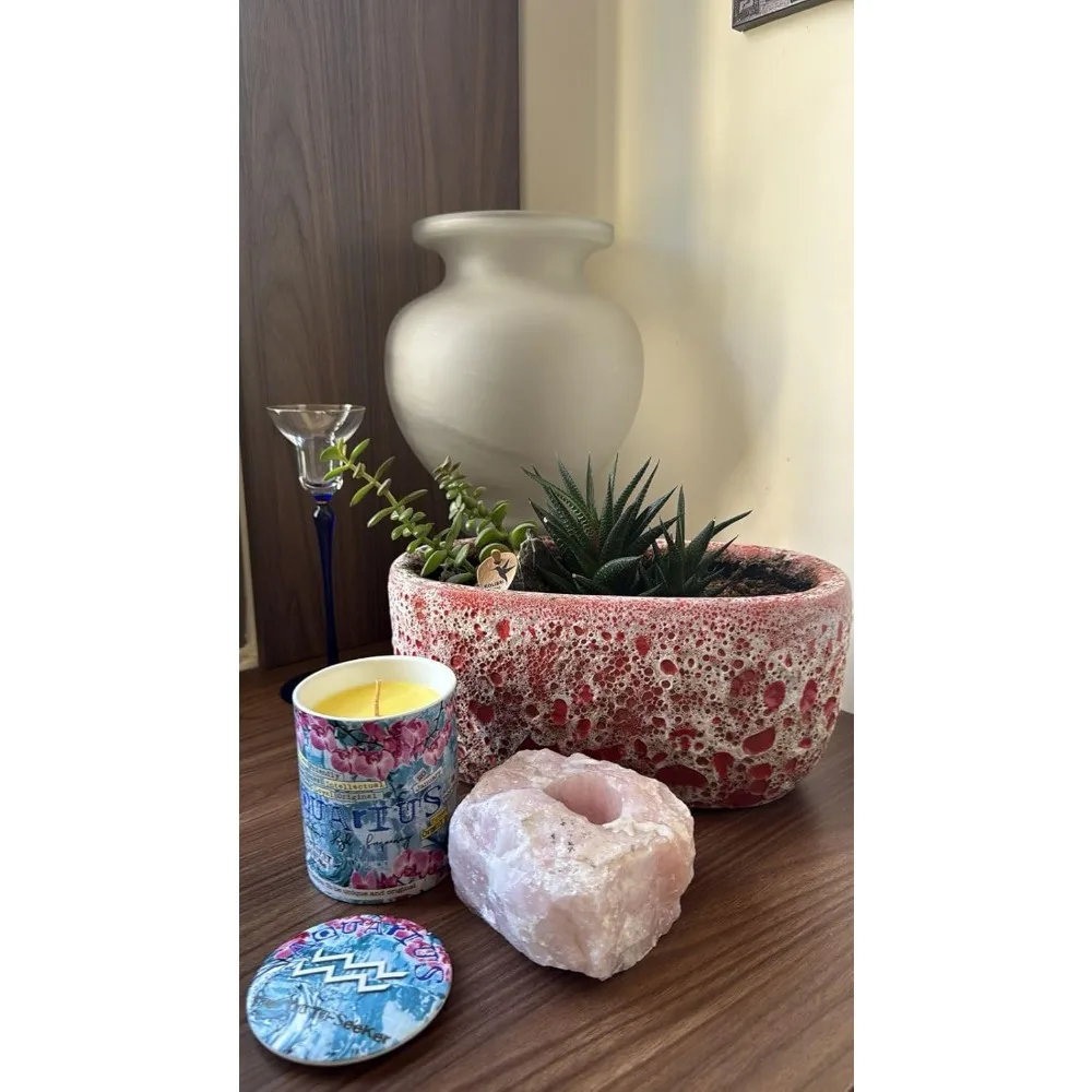 شمعة الصويا المعطرة بالياسمين في وعاء سيراميك قابل لإعادة الاستخدام، 12.3 أونصة، وقت حرق 80 ساعة، حرق نظيف، هدية تحت عنوان التنجيم #5