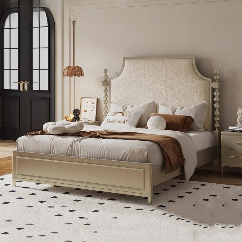 

Деревянная роскошная кровать размера «queen-size», французские тумбочки для спальни, обивка кровати, диван Cama De Lujo Para Dormitorio, мебель для дома